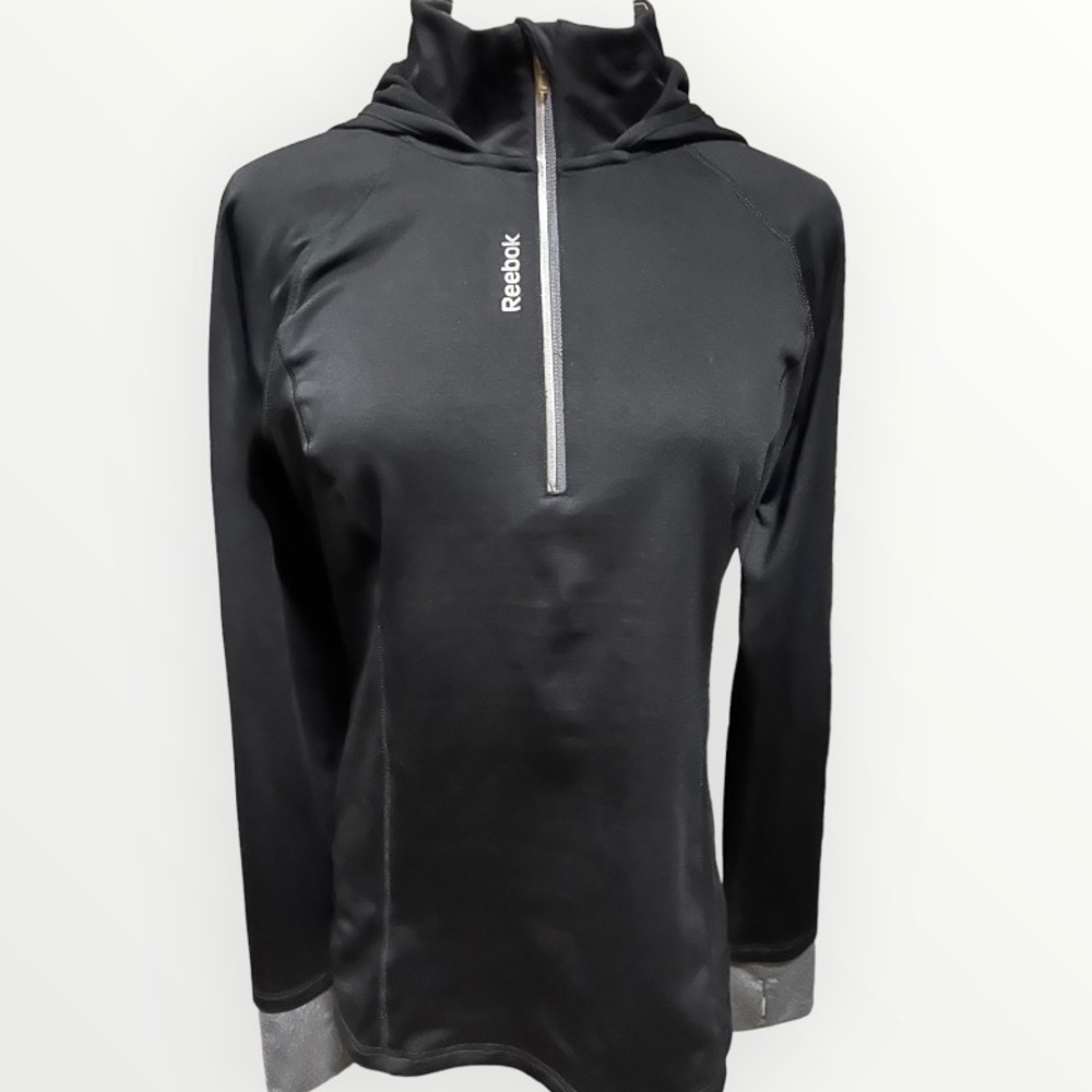 Reebok Woman’s Fitted 3/4 Zip Hooded Top: Size M